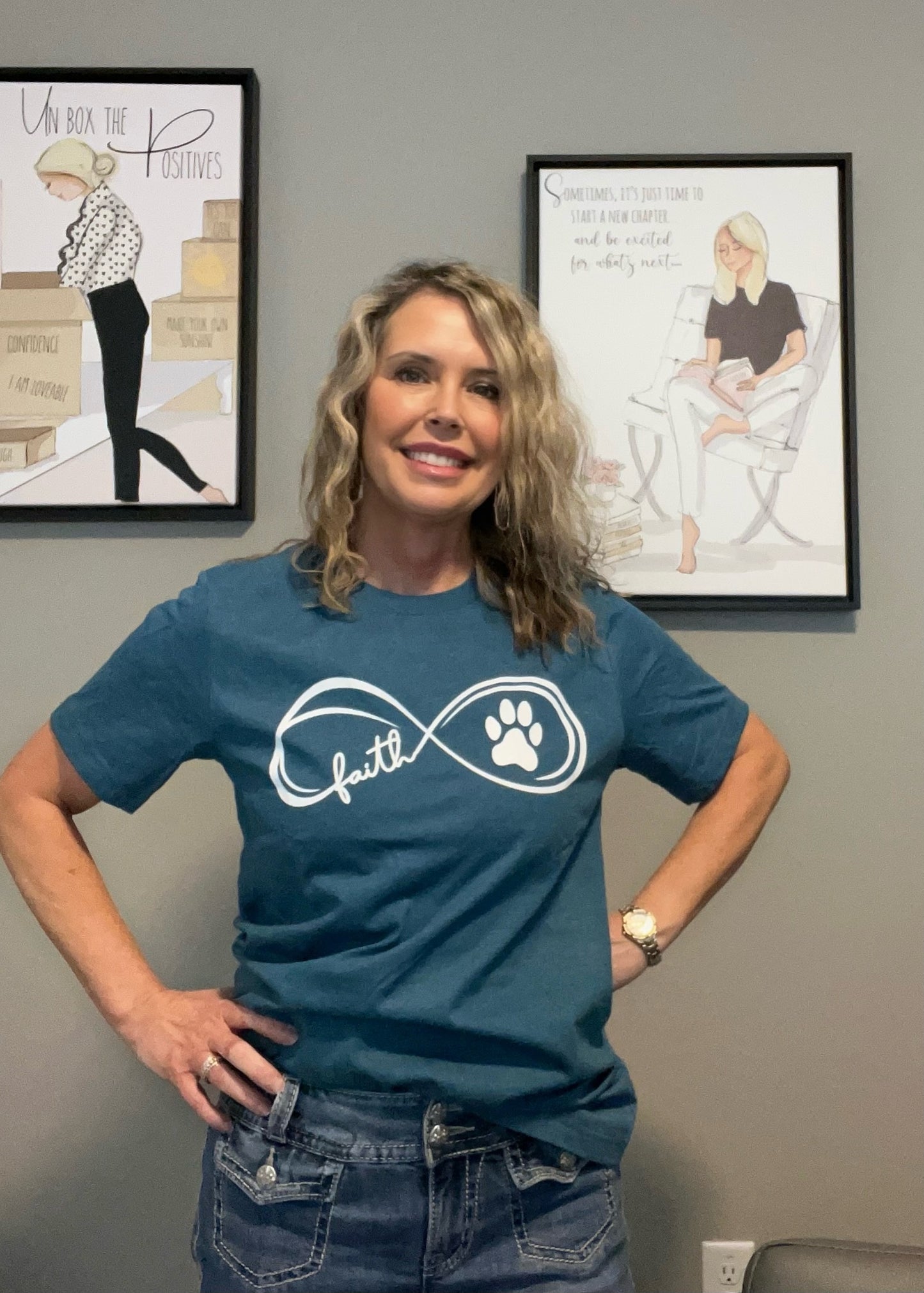 T-Shirt - Faith and Paw - Short Sleeve - Heather Deep Teal