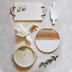 Paulownia + Leather Tray - Natural