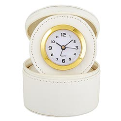 Vegan Leather -Travel Table Clock with Alarm - Blessings