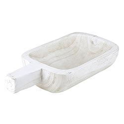 Paulownia Wood Single Handle Bowl - White