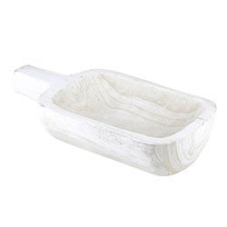 Paulownia Wood Single Handle Bowl - White