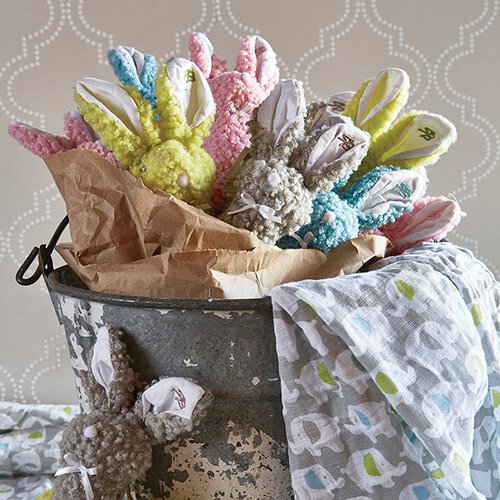 Woolly Bunnie Post Rattle - Blue