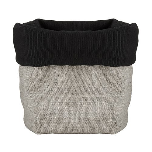 Linen Bread Pouch - Grey/Black