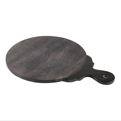 Wood Board with Carved Marble Handle - Black